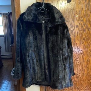 Imitation fur, black formal coat, NWT